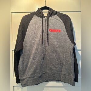 Gray and Black Zip-Up Hoodie with KC Chiefs Logo